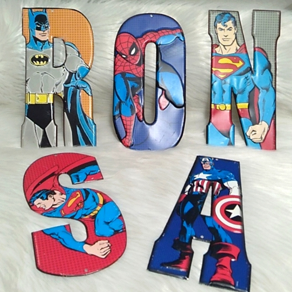 DC Comics Marvel Open Roads Brands Home Decor Tin Letters Bundle